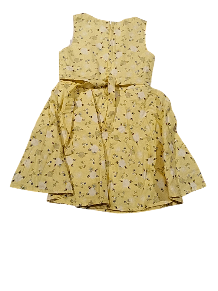 Girls' Sleeveless Floral Frock โ Yellow with Bow Detail D.12.1241B B.7856 Girls' Sleeveless Floral Frock โ Yellow with Bow Detail D.12.1241B B.7856