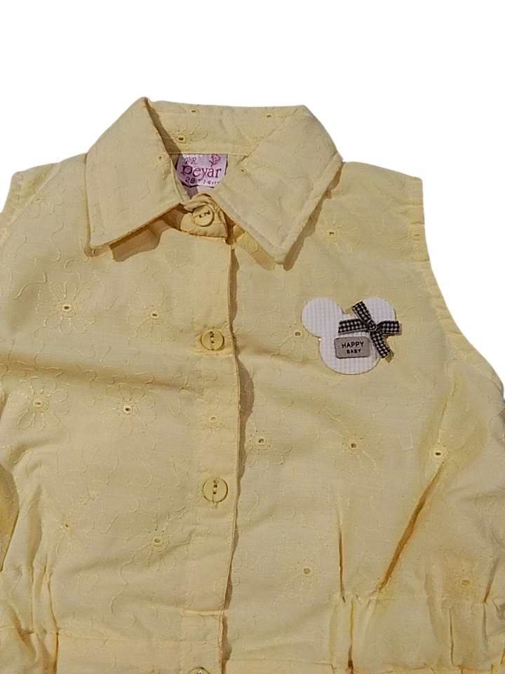 Girls' Sleeveless Cotton Frock – Button Down Style D.7.1300 B.7826