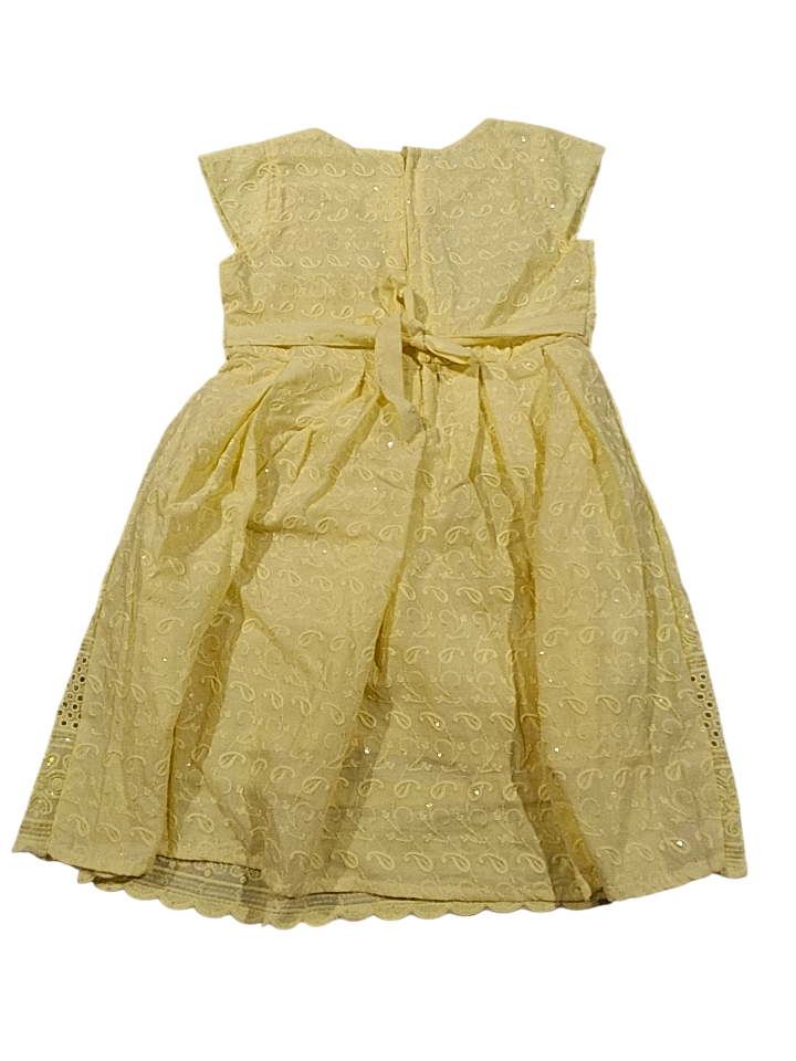 Elegant Yellow Embroidered Party Frock with Sequins & Lace Borders D.14.1282A B.7869 Elegant Yellow Embroidered Party Frock with Sequins & Lace Borders D.14.1282A B.7869