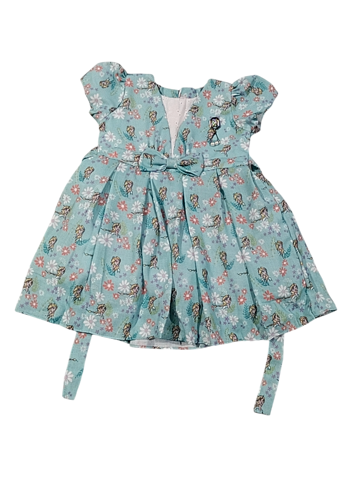 Girlsโ Cartoon Character Printed Frock โ Sky Blue with Puff Sleeves & Bow D.13.1356 B.1556 Girlsโ Cartoon Character Printed Frock โ Sky Blue with Puff Sleeves & Bow D.13.1356 B.1556