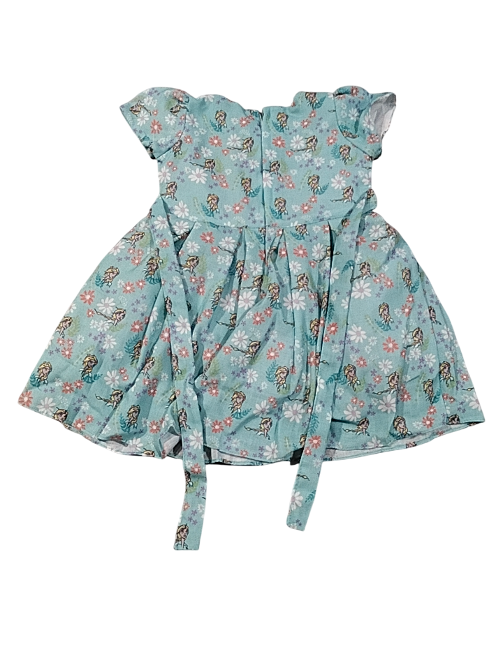 Girls’ Cartoon Character Printed Frock – Sky Blue with Puff Sleeves & Bow D.13.1356 B.1556