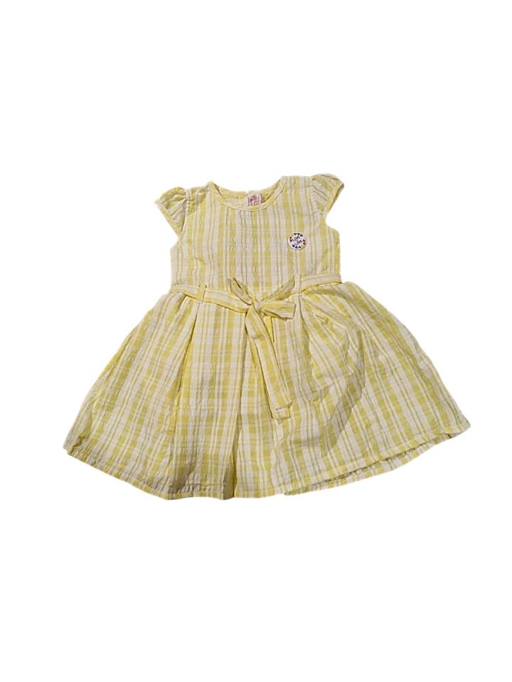 Girls' Yellow & White Striped Cotton Frock Dress D.4.1369 B.1511 Girls' Yellow & White Striped Cotton Frock Dress D.4.1369 B.1511