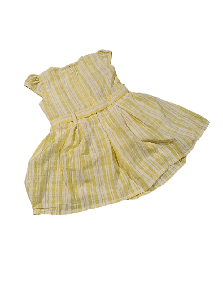 Girls' Yellow & White Striped Cotton Frock Dress D.4.1369 B.1511 Girls' Yellow & White Striped Cotton Frock Dress D.4.1369 B.1511