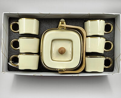 Tea Set White Gold Cream