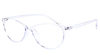 Female Large Cat Eye Spectacle Frame. See Through Light Blue Frame.