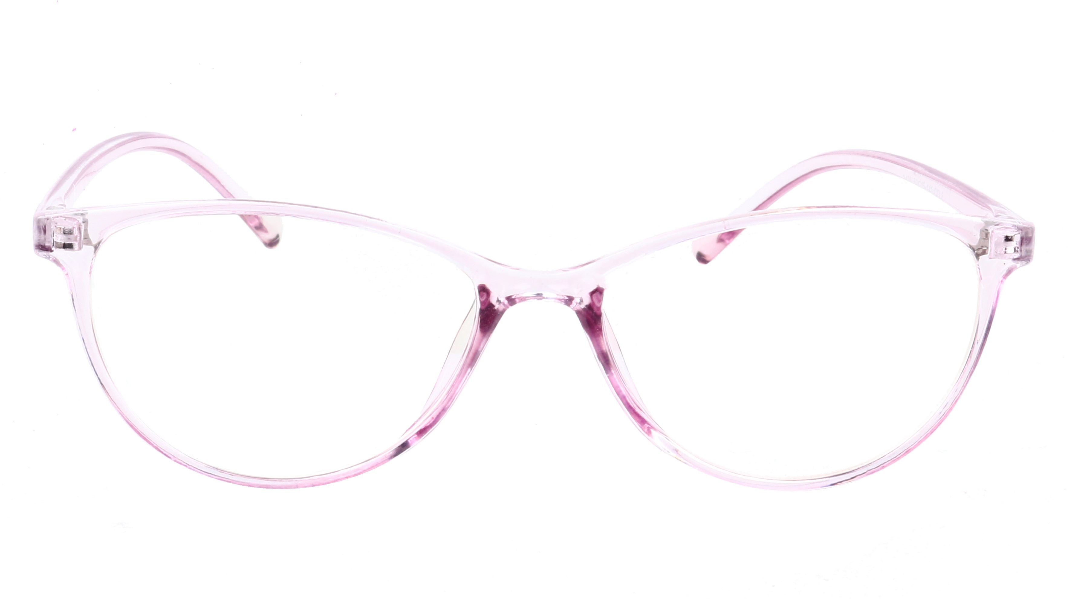 Female Large Cat Eye Spectacle Frame. See Through Light Pink Frame.