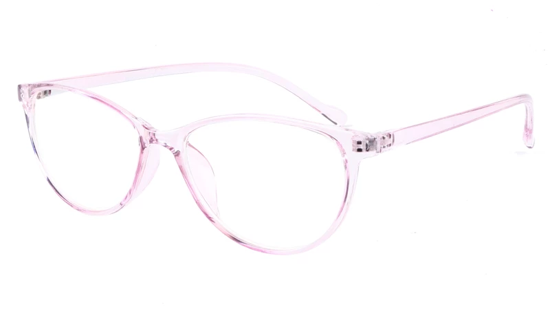 Female Large Cat Eye Spectacle Frame. See Through Light Pink Frame.