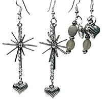 Set of 2 earrings in silver color theme and silver charms with beautiful beads || drop and dangle design || for office , parties and home Set of 2 earrings in silver color theme and silver charms with beautiful beads || drop and dangle design || for office , parties and home
