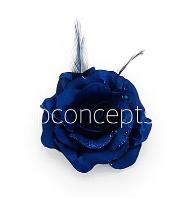 Deep Blue Rose With Feather & Pearl String Deep Blue Rose With Feather & Pearl String