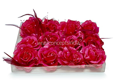 Fuchsia Rose With Feather & Pearl String Fuchsia Rose With Feather & Pearl String