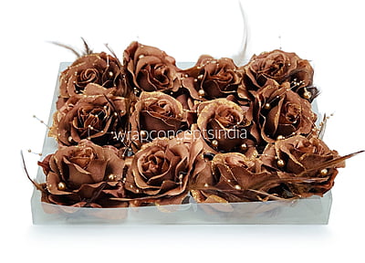 Coffee Rose With Feather & Pearl StringPink Coffee Rose With Feather & Pearl StringPink