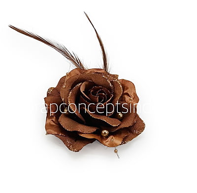 Coffee Rose With Feather & Pearl StringPink Coffee Rose With Feather & Pearl StringPink