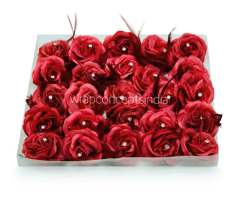 Red Rose with Feathers & Stone Red Rose with Feathers & Stone