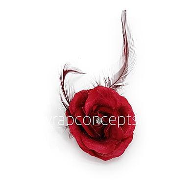 Red Rose with Feathers & Stone Red Rose with Feathers & Stone