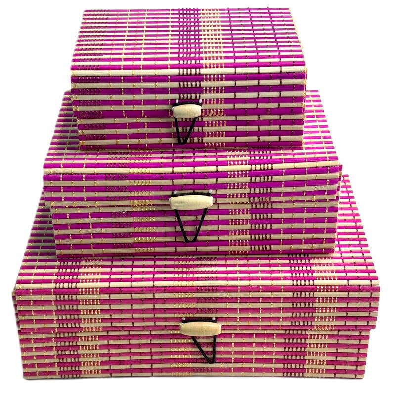 EELIKA Bamboo utility box || bamboo jewelley box || costmetic box || shringar makeup storage box || set of 3 (Pink) EELIKA Bamboo utility box || bamboo jewelley box || costmetic box || shringar makeup storage box || set of 3 (Pink)