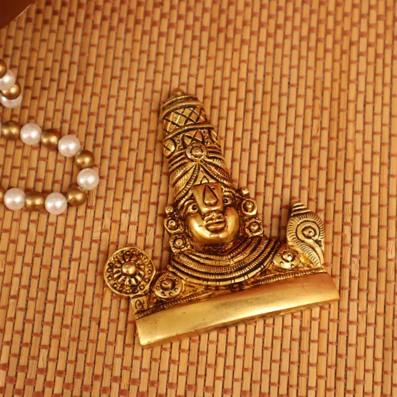 Brass Elegant Tirupathi Balaji Wall Hanging - 3.7 Inch Height