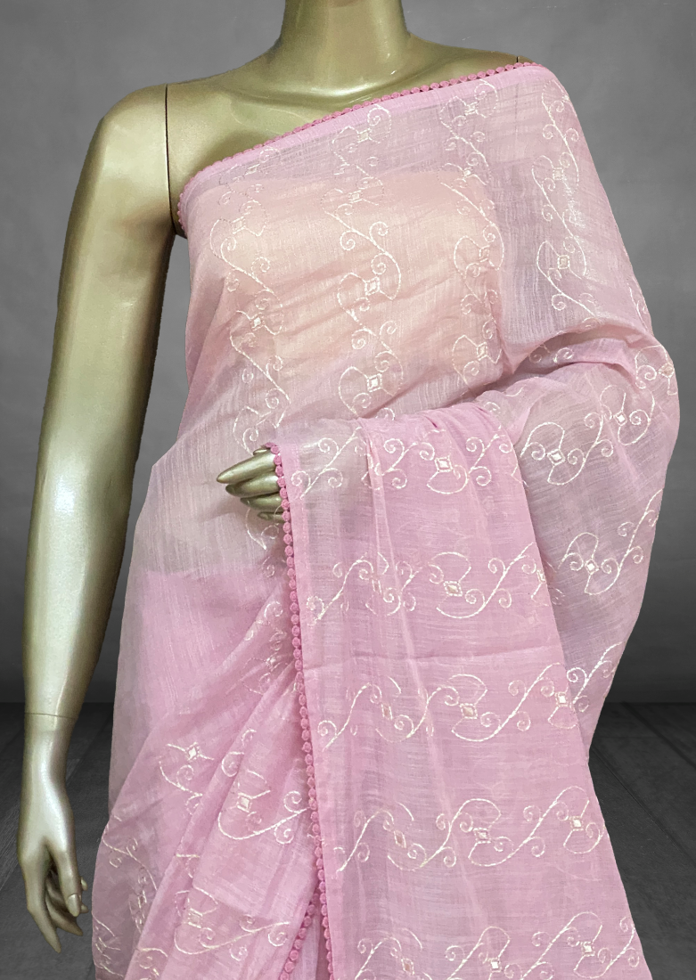 Deepika - The Linen Saree in Floral Embroidery (Peacock) SWS64 Deepika - The Linen Saree in Floral Embroidery (Peacock) SWS64