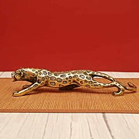 Brass Majestic Cheetah Sculpture - 11.5 Inch Length - Eyecatching Decor for Wildlife Enthusiasts!