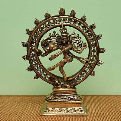 Brass Nataraja Idol 9.4 inch Height- Divine Dancing Shiva Sculpture