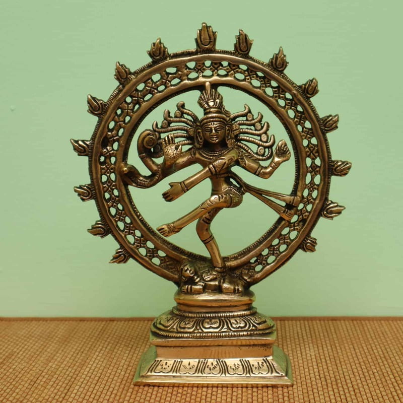 Brass Nataraja Idol 9.4 inch Height- Divine Dancing Shiva Sculpture