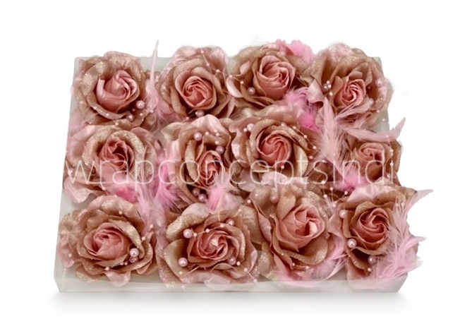 Blush Rose With Feather & Pearl String Blush Rose With Feather & Pearl String