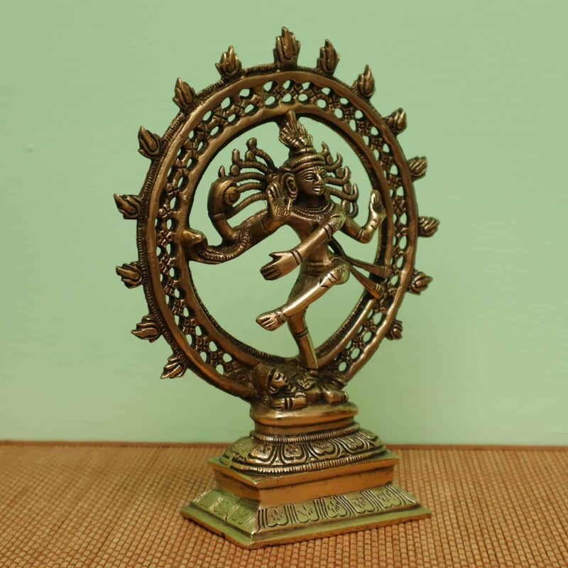 Brass Nataraja Idol 9.4 inch Height- Divine Dancing Shiva Sculpture