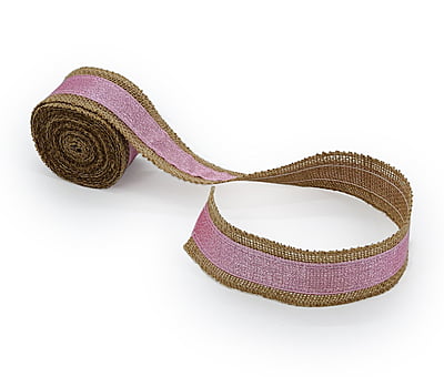 Jute Ribbon with Pink Metallic Centre Jute Ribbon with Pink Metallic Centre