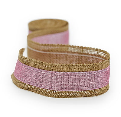 Jute Ribbon with Pink Metallic Centre Jute Ribbon with Pink Metallic Centre