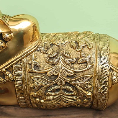 Brass Handmade Nandi Idol - 21 inch Length | Sacred Bull Statue