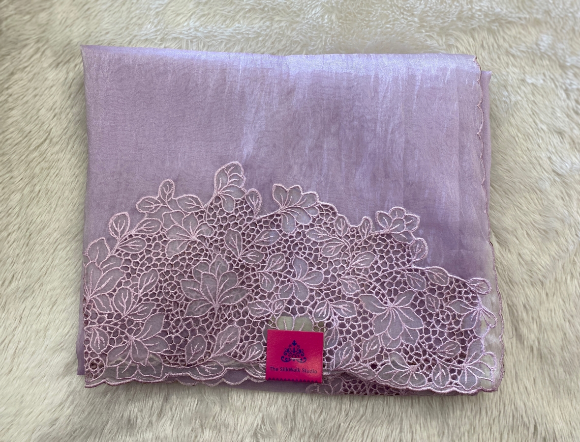 Daisy - The Cutwork Design Glass Organza Saree SWS87 Daisy - The Cutwork Design Glass Organza Saree SWS87