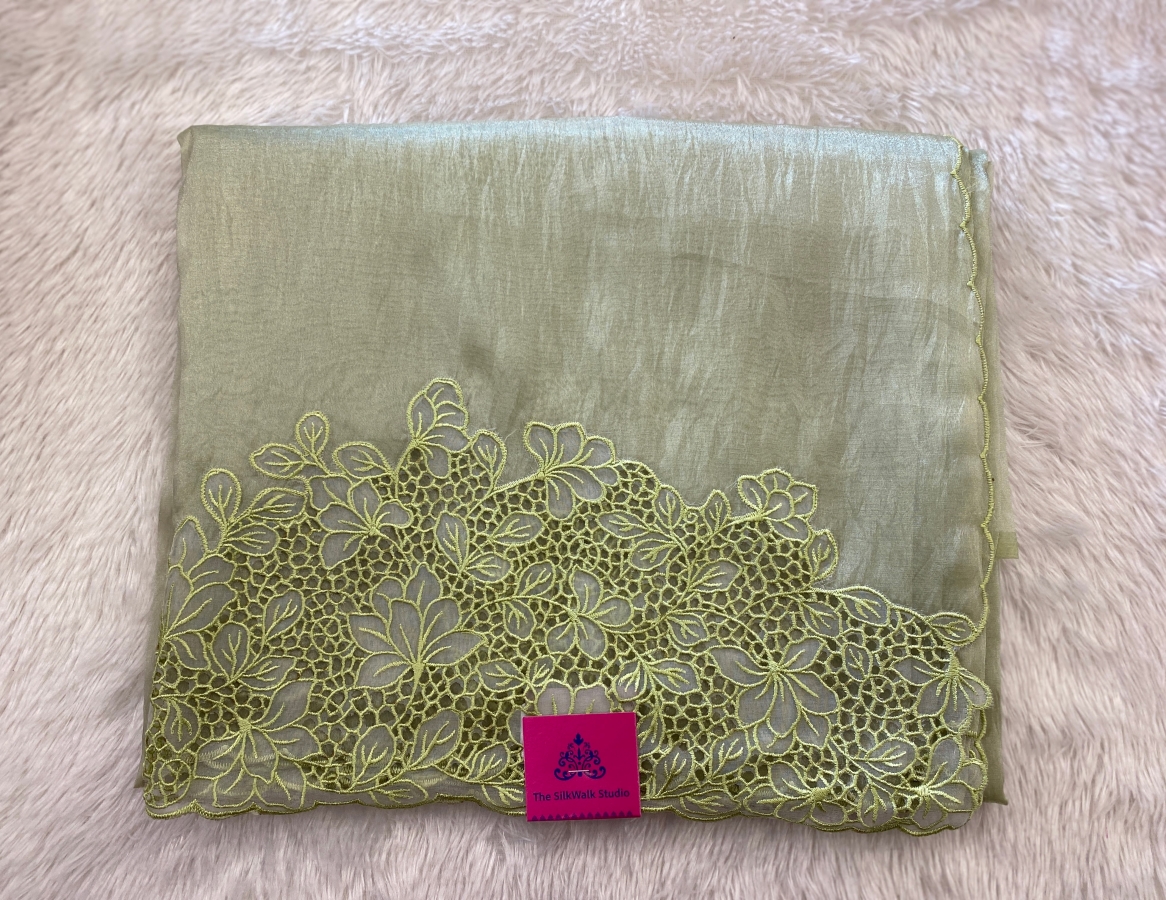 Daisy - The Cutwork Design Glass Organza Saree SWS87 Daisy - The Cutwork Design Glass Organza Saree SWS87