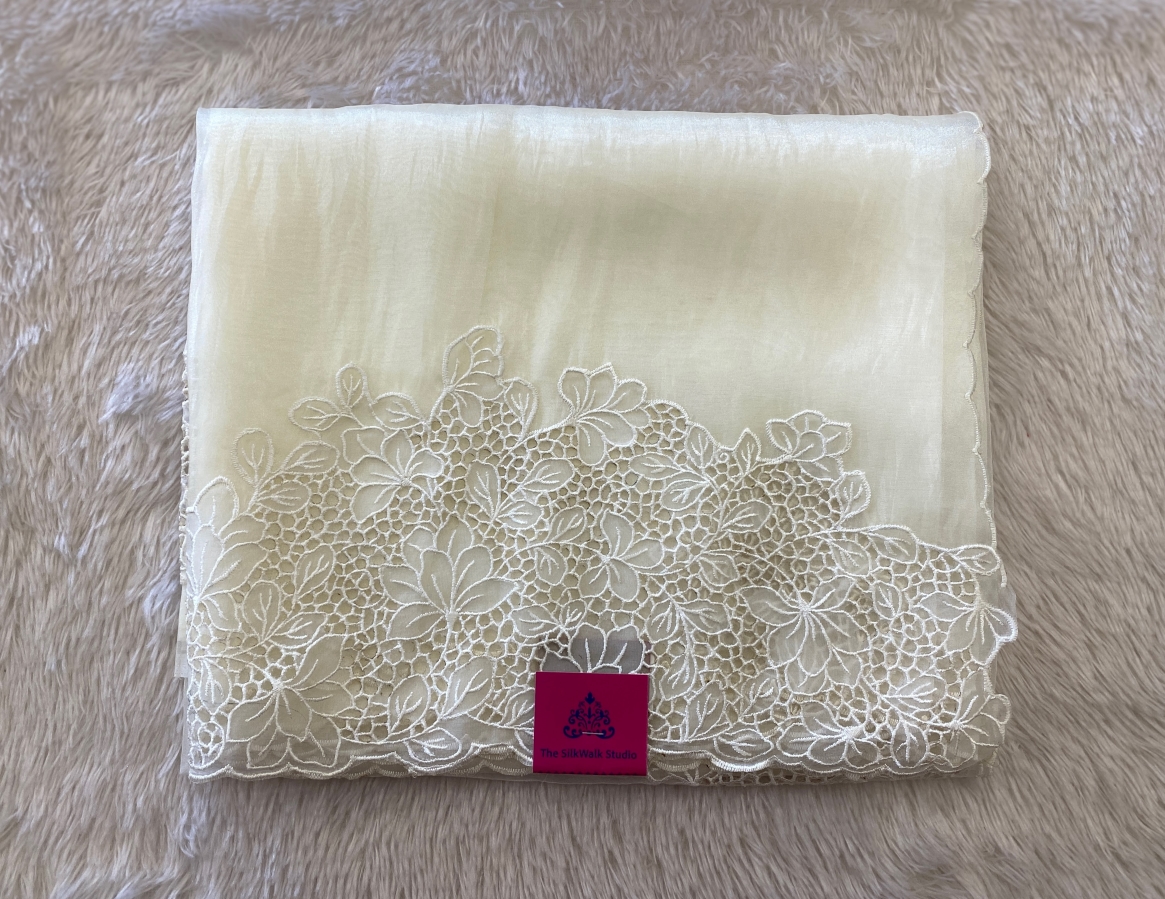 Daisy - The Cutwork Design Glass Organza Saree SWS87 Daisy - The Cutwork Design Glass Organza Saree SWS87
