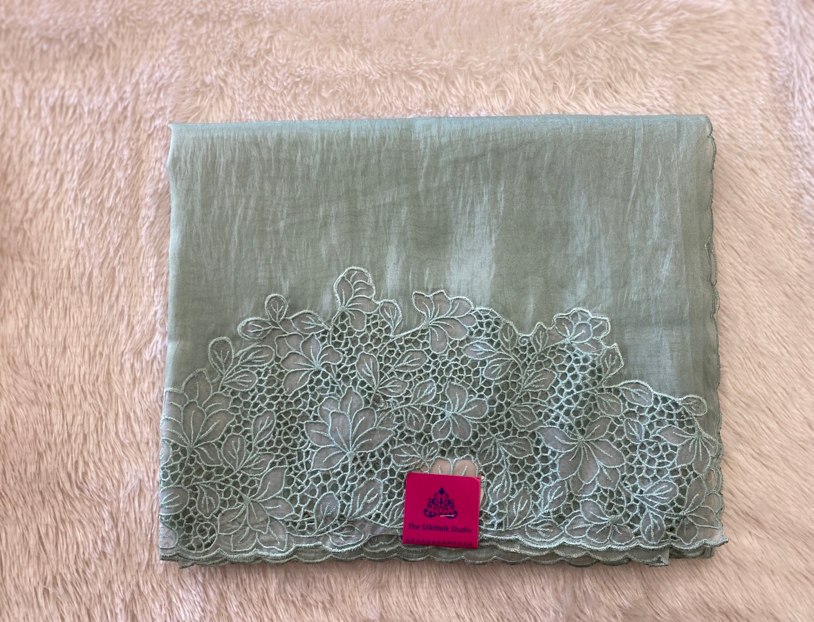 Daisy - The Cutwork Design Glass Organza Saree SWS87 Daisy - The Cutwork Design Glass Organza Saree SWS87