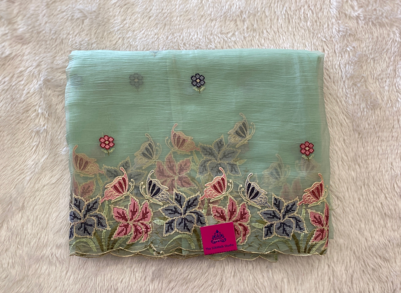 Lydia - The Chiffon Saree in Floral Embroidery SWS82 Lydia - The Chiffon Saree in Floral Embroidery SWS82