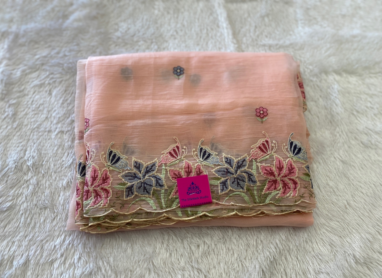 Lydia - The Chiffon Saree in Floral Embroidery SWS82 Lydia - The Chiffon Saree in Floral Embroidery SWS82
