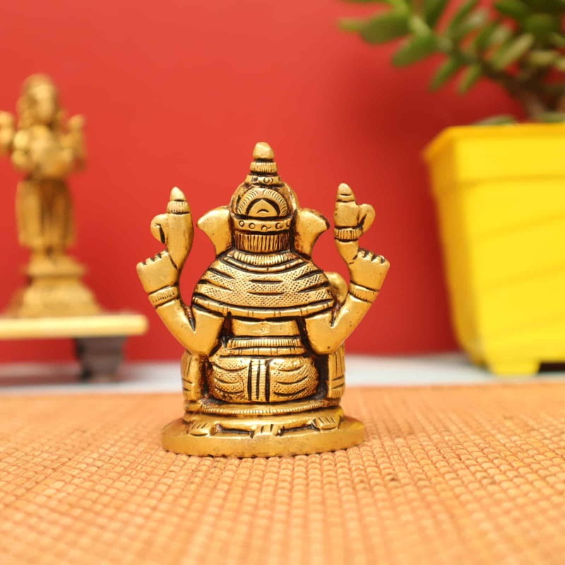 Sacred Ganesh Statue in Brass - 3 inch Height