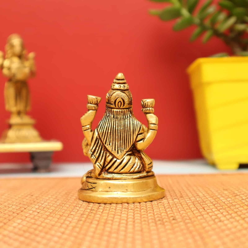 Sacred Lakshmi Statue in Brass - 3 inch Height