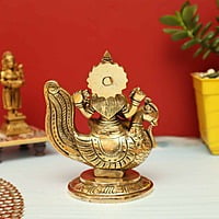 Goddess Saraswati Plays Veena on Her Swan In Brass | Handmade - 5.5 inch Height