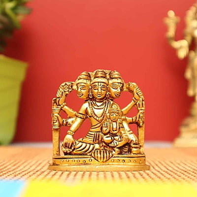 The Holy Saint Dattatreya In Brass - 2.5 inch Height