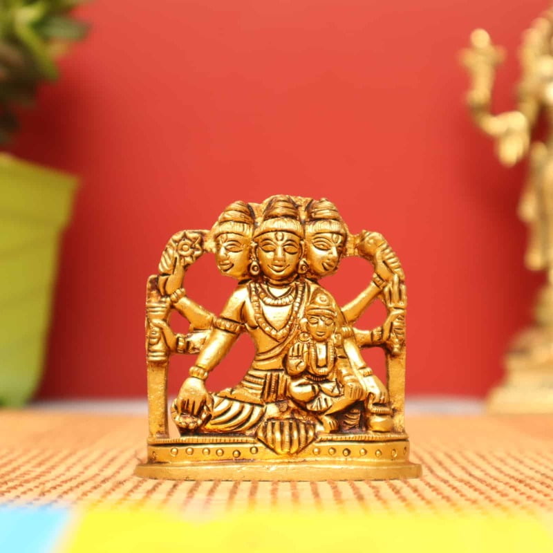 The Holy Saint Dattatreya In Brass - 2.5 inch Height