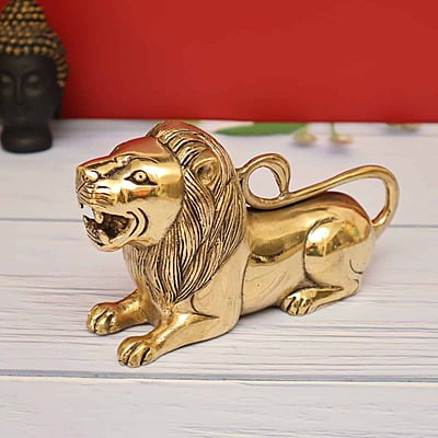 Brass Roaring sitting lion