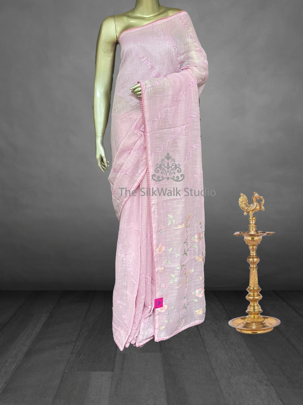 Deepika - The Linen Saree in Floral Embroidery SWS86 Deepika - The Linen Saree in Floral Embroidery SWS86