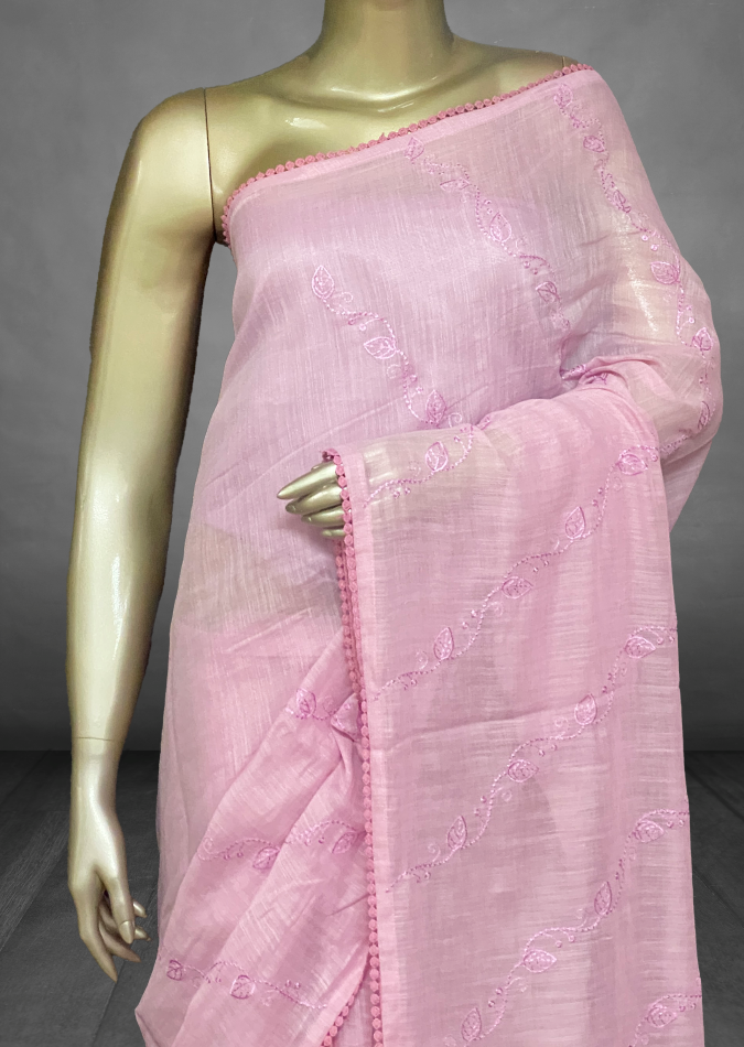 Deepika - The Linen Saree in Floral Embroidery SWS86 Deepika - The Linen Saree in Floral Embroidery SWS86
