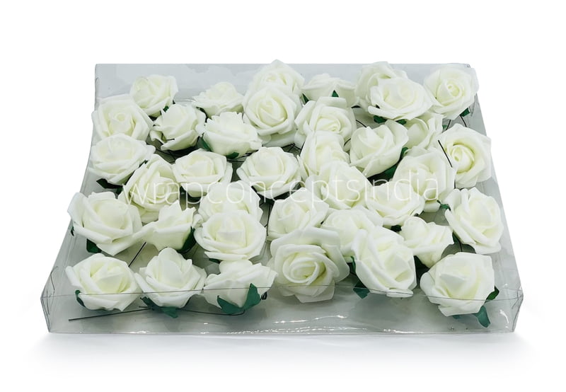 Small Ivory Foam Rose on stick Small Ivory Foam Rose on stick
