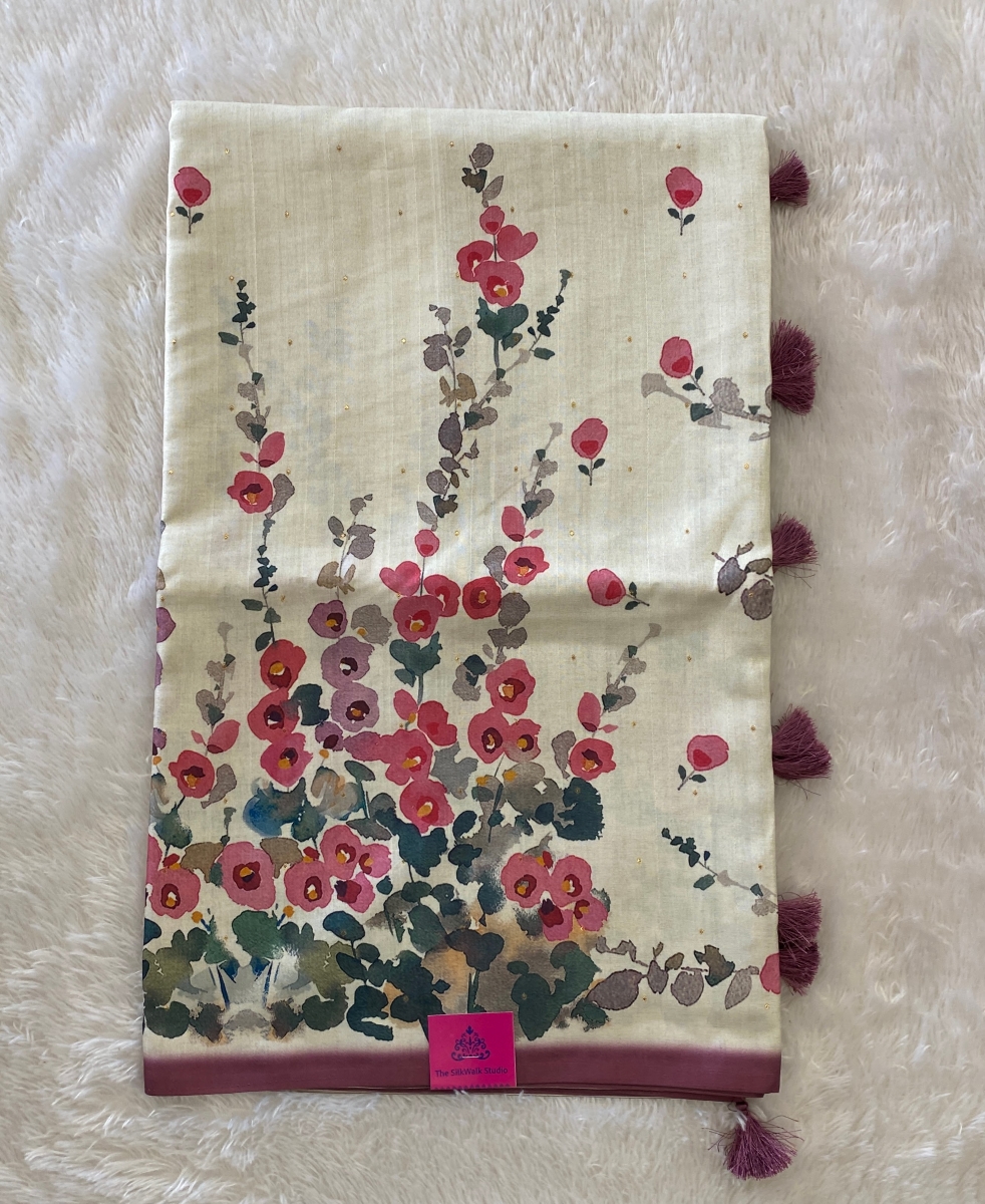 Apsara – Digital Floral Printed Semi Tussar Sarees SWS90 Apsara – Digital Floral Printed Semi Tussar Sarees SWS90
