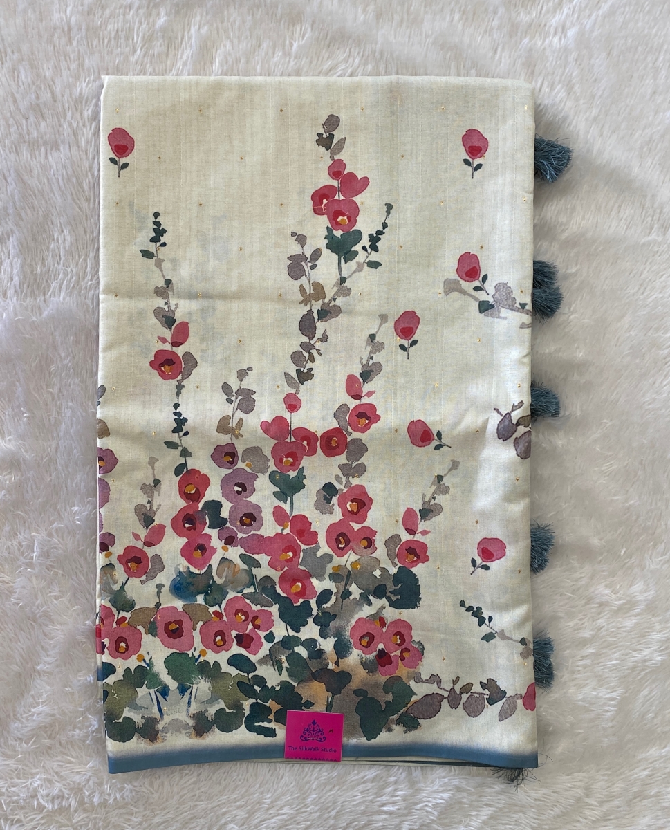 Apsara – Digital Floral Printed Semi Tussar Sarees SWS90 Apsara – Digital Floral Printed Semi Tussar Sarees SWS90
