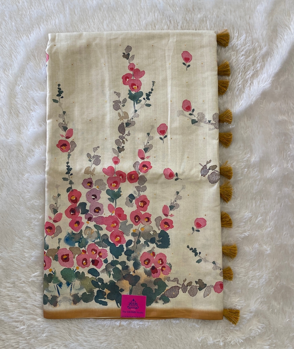 Apsara – Digital Floral Printed Semi Tussar Sarees SWS90 Apsara – Digital Floral Printed Semi Tussar Sarees SWS90