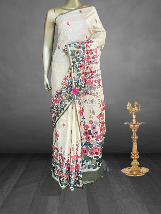 Apsara – Digital Floral Printed Semi Tussar Sarees SWS91 Apsara – Digital Floral Printed Semi Tussar Sarees SWS91