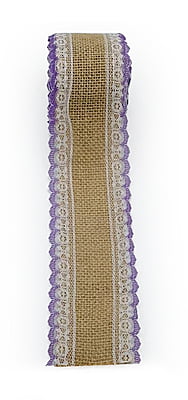 Burlap Ribbon with White & Lilac Lace Burlap Ribbon with White & Lilac Lace