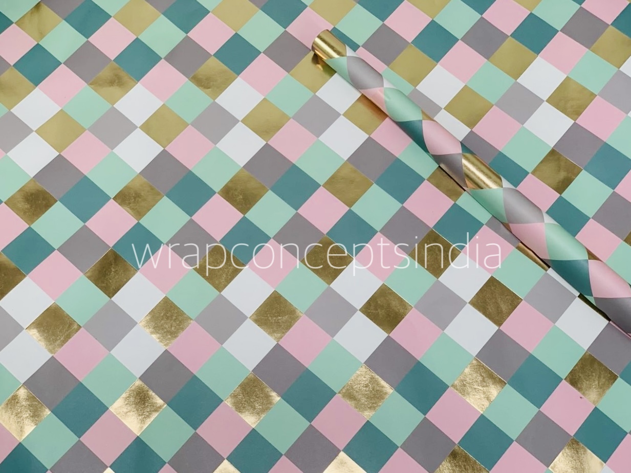Pastel Diamond Grid with Gold Foil Accents Gift Wrap Pastel Diamond Grid with Gold Foil Accents Gift Wrap